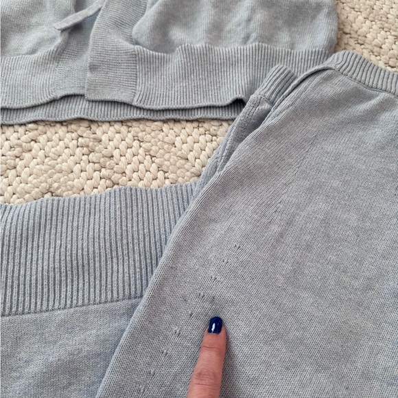 Free People Beach Light Blue Knit Cardigan and Pants Set Large - Picture 9 of 9